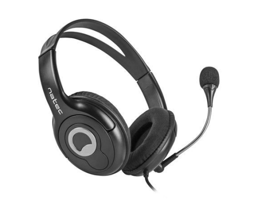 SŁUCHAWKI PRZEWODOWE NAUSZNE NATEC BEAR 2 Z MIKROFONEM I REGULACJĄ GŁOŚNOŚCI STEREO CZARNE