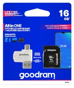 KARTA PAMIĘCI  GOODRAM MICRO SD 16GB CLASS 10 100/100 UHS-I ADAPTER OTG USB 2,0